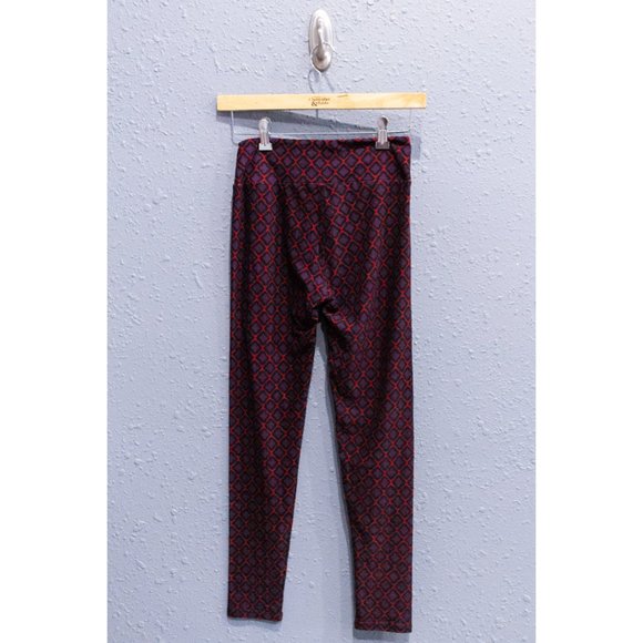 NWOT LuLaRoe Purple and Red Trellis Leggings One Size (OS) - Picture 2 of 4